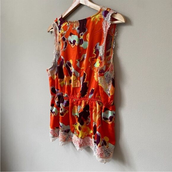 NWOT Rebecca Minkoff Women's Sleeveless Floral Lace Trim Tank Top Orange small - Picture 13 of 16